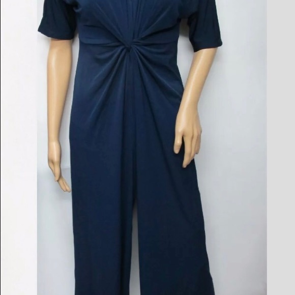 Pamela McCoy Dark Blue 3/4 Sleeve Jumpsuit - Picture 4 of 4